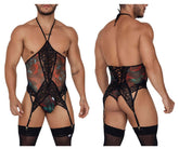 CandyMan 99661 Spitzen-Bodysuit, Farbe Schwarz-Print